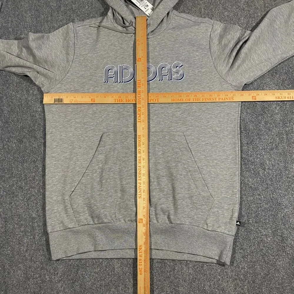 Adidas 3D Retro 70s Striped Logo Hoodie Mens XLT XL Tall Gray Disco Groovy NWT